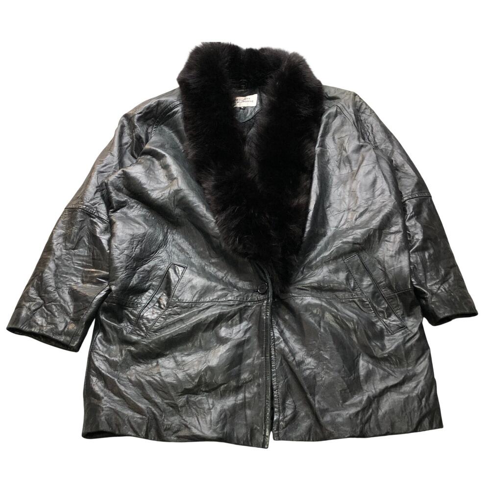 Vintage The Leather Warehouse Thermolite Leather Coat Womens Medium Faux Fur